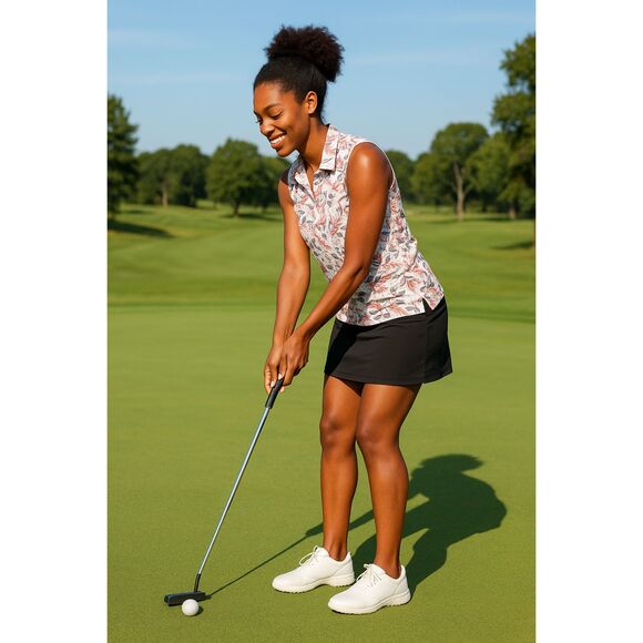 Puma Polo Small Womens Small Cloudspun Golf Flora Sleeveless White Peach 535514 - Picture 1 of 12